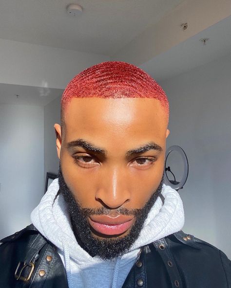 Red Hair Fade, Guy Face, Boys Colored Hair, Hair Lookbook, Hair Color For Dark Skin, Dyed Hair Men, Dark Purple Hair, Fresh Cuts, Mens Hair Colour