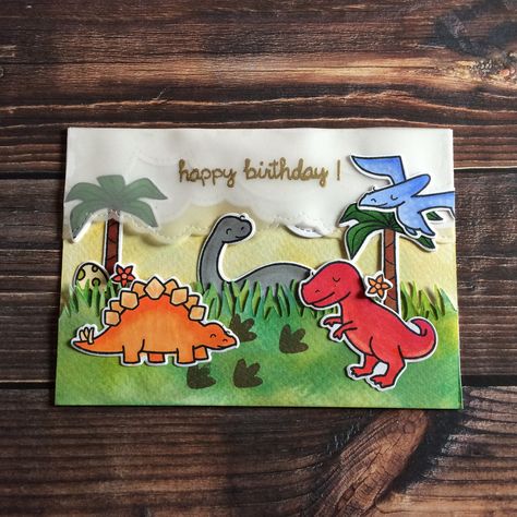 Dinosaur Stamps, Dinosaur Birthday Card, Baby Birthday Card, Dinosaur Cards, Birthday Cards For Boys, Boy Cards, Dino Birthday, Kids Birthday Cards, Birthday Cards Diy