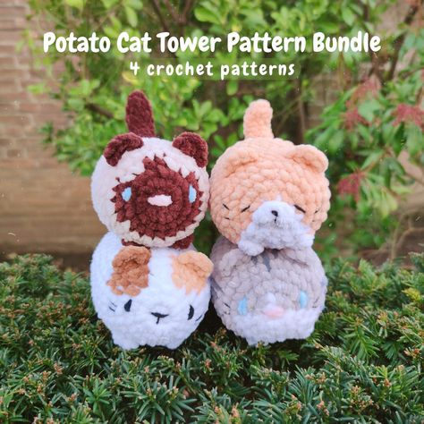 Knitted Crafts, Potato Cat, Knitted Outfits, 2023 Crochet, Sweaters Outfit, Knit Headbands, Keychain Designs, Crochet Cup Cozy, Easy Crochet Animals