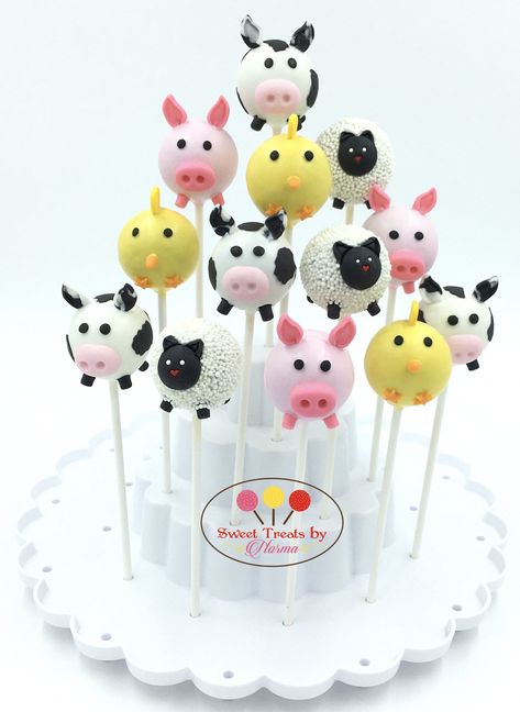 Farm Cake Pops Animals, Barnyard Cake Pops, Farm Animals Cake Pops, Farm Theme Cake Pops, Farm Cake Pops, Farm Animal Cake Pops, Animal Cake Pops, Farm Birthday Cakes, Barnyard Cake