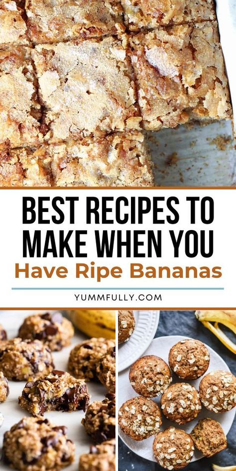 Turn ripe bananas into crowd-pleasing sweet treats with these recipes. From moist banana bread to creamy banana pancakes, these recipes rescue those overripe fruits from the brink, transforming them into irresistibly delicious desserts that will have you hoping for more browning bananas. Banana Recipes No Bake, Leftover Banana Recipes, Healthy Banana Recipes, Banana Recipes Overripe, Ripe Banana Recipe, Air Fryer Recipes Dessert, Banana Treats, Banana Dessert Recipes, Moist Banana Bread