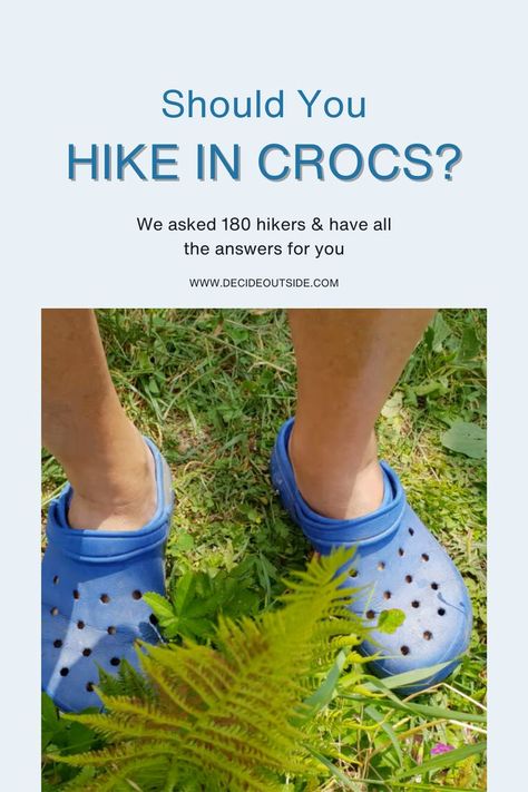 We surveyed over 180 hikers to find out if hiking in Crocs is a thing. Discover what they had to say and whether this trend is worth trying! Read our full report now. Gore-tex Hiking Boots With Round Toe For Outdoor, Hiker Croc, Shock Resistant Gore-tex Hiking Boots For Walking, Waterproof High-top Hiking Boots For Climbing, Hiking Must Haves, Hiking Gear List, Functional Gore-tex Hiking Boots For Climbing, Hiking Tips, Hiking Gear