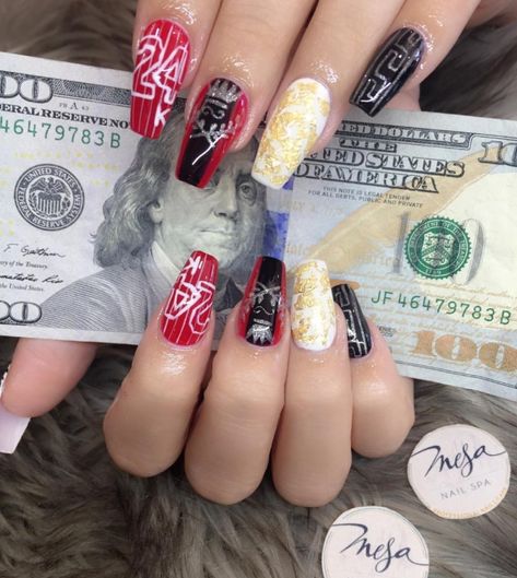 Bruno Mars Nails, Gold Nail Art, Bruno Mars, Nail Spa, Mars, Purple Nails, Short Acrylic Nails, Nail Inspo, Acrylic Nails