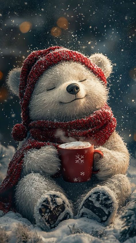 Teddy Bear Wallpaper, Christmas Wallpaper Backgrounds, Christmas Phone Wallpaper, Winter Wallpaper, Bear Wallpaper, Christmas Scenes, Christmas Mood, Christmas Images, Christmas Animals