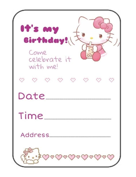 Cute Hello Kitty Invitation, Birthday Party Invitations Hello Kitty, Hello Kitty Birthday Party Invites, Hello Kitty Birthday Invitation Card, Hello Kitty Birthday Invites, Hello Kitty Party Invite, Birthday Widget Ideas, Birthday Invitations Hello Kitty, Hello Kitty Birthday Party Invitations