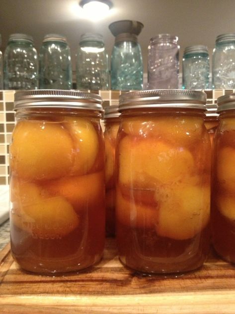 Brandied Peaches and Fireball Whisky Peaches | Mason Jars and Mixing Bowls Fireball Recipes, Pickled Peaches, Canning 101, Fireball Whiskey, Homemade Liquor, Liqueurs Recipes, Canned Peaches, Peach Recipe, Adult Beverages