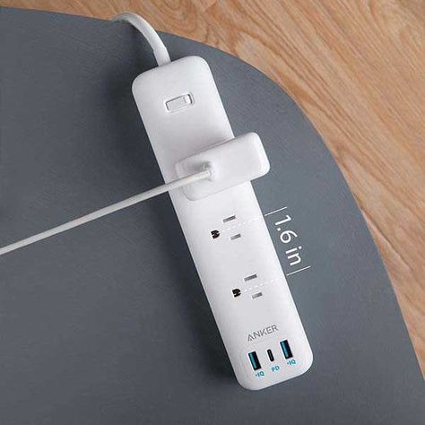 Anker PowerPort USB-C Power Strip with 30W Power Delivery Powerbank Photography, Powerbank Packaging Design, Powerbank Design, Flat Plug Power Strip, Anker Power Bank, Power Board, Usb Gadgets, Id Design, Extension Cord