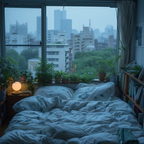 Bed By Window, Red Bedroom Decor, Big Bed, Girl Cave, Sci Fi City, Big Beds, Water Bed, Bedroom Red, Aesthetic Rooms