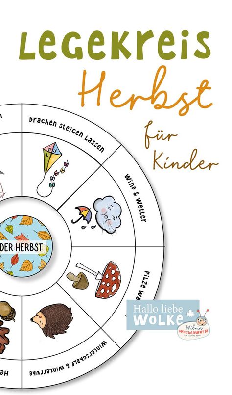 Zum Ausdrucken gibt es bei Wilma Wochenwurm und ihren neuen Geschichten im Herbst einen Legekreis für den Kindergarten oder die Schule - für Kinder ab 4 Jahren. Mit Aktivitäten im Herbst wie "Drachen steigen", "Halloween feiern" "Bunte Blätter", "Winterschlaf und Winterruhe bei Tieren" usw. vom Mamablog "Hallo liebe Wolke" Halloween Kindergarten, Teacher Classroom, Pdf Download, Kindergarten, Map, Halloween