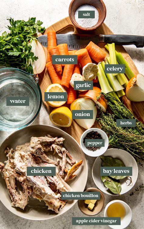 Homemade Chicken Stock From Bones, Chicken Soup From Bones, Chicken Soup From Carcass How To Make, Types Of Chicken Soup, Chicken Soup Ingredients, How To Make Chicken Stock, Chicken Bone Soup, Chicken Soup From Scratch, Chicken Stock Recipe