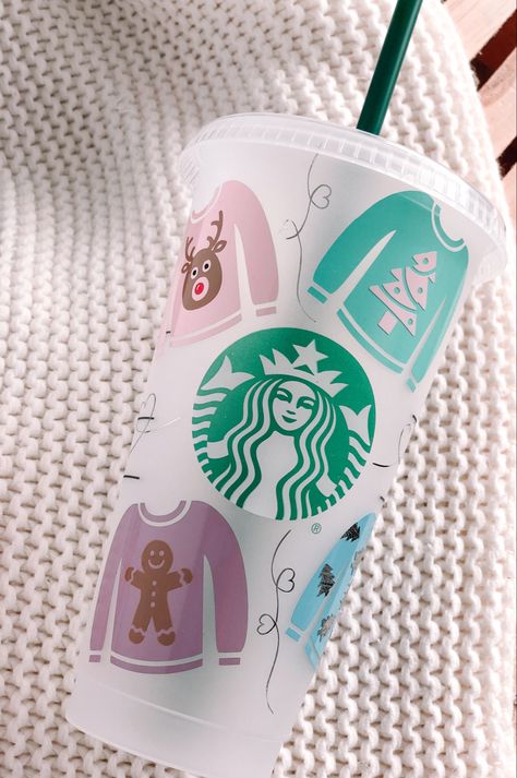 Ugly Sweater Christmas Starbucks Cup Holiday Starbucks, Christmas Starbucks, Ugly Sweater Christmas, Starbucks Cup, Sweater Christmas, Starbucks Cups, Cups And Mugs, Ugly Sweater, Pretty Pink