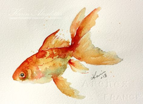 Abstract Watercolor Tutorial, Goldfish Watercolor, Practice Painting, Watercolour Cards, Sing Sing, Watercolor Paintings Of Animals, Watercolor Art Landscape, Animals Watercolor, Art Tutorials Watercolor