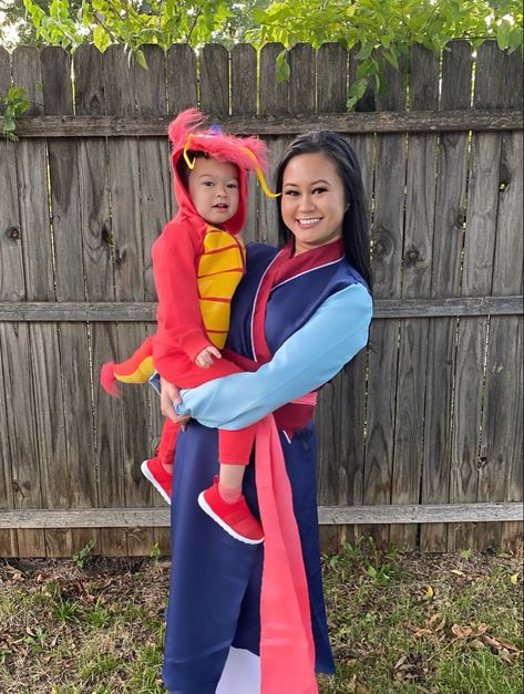 Mulan and Mushu Halloween Costume Mommy and Me Duo Mulan And Mushu Costume, Pocahontas Family Costume, Mulan Family Costume, Matching Customes, Mommy And Son Halloween Costumes, Mulan Costume Diy, Mom And Son Costume Ideas, Mommy And Me Costumes, Mulan Halloween Costume