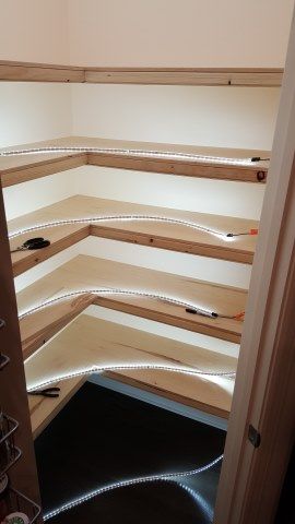 Pantry Shelving Diy, How To Build Pantry Shelves, Pantry Remodel Ideas, Diy Pantry Shelves, Pantry Renovation, Pantry Closet Design, Pantry Lighting, تحت الدرج, Pantry Inspiration