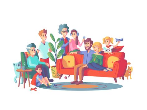 Family Gathering by Tatiana Bischak on Dribbble Family Gathering Illustration, Best Drawing Ideas, Animal Rabbit, Thursday Evening, Cabin Home, Miraculous Characters, Best Drawing, Family Illustration, Salou