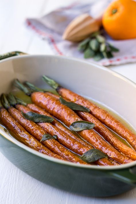 Orange Brown Butter Roasted Carrots with Sage Brown Butter Carrots, Orange Butter Recipe, Butter Roasted Carrots, Xmas Menu, Beach House Kitchen, Butter Carrots, The Beach House, Carrot Recipes, Veggie Side Dishes