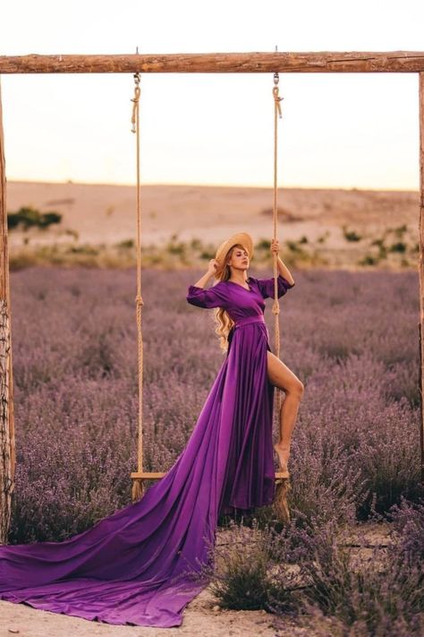 Purple flying dress , long flying dress, long sleeve flying dress Long Train Dress Photoshoot, Long Flying Dress, Gown Dress Photoshoot Ideas, Flying Dress Photoshoot Ideas, Vintage Dress Photoshoot, Themed Photoshoot Ideas Woman, Long Dress Photoshoot Poses, Long Flowy Dress Photoshoot, Dresses Photoshoot Ideas