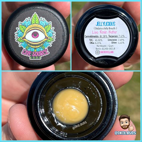 🍯 Jellylicious Live Hash Rosin 🧬 Dolato x Jelly Breath 👨‍🌾 @nexleafok 👨‍🔬 @livesourcelabs 🏥 @nexleafsouthokc . Don’t let the name fool you. This nose is anything but sweet & fruity. At first whiff, I get a savory cookie dough like aroma that has just the slightest hint of earthy spice & pine. As the nose matures, I found faint hints of pine, sweet pine & even a few subtle gassy notes as well. There’s a lot going on with this nose . Much like the nose, the flavor profile is fairly complex Purple Punch, Bananas Foster, Jar Opener, The Jar, Puff And Pass, Cherry Pie, Flavor Profiles, Black Cherry, Cookie Dough