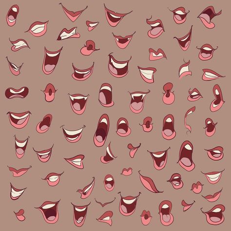 Mouth References, Drawing Mouths, Mouth Shapes, Mouth Illustration, Mouth Cartoon, Drawing Advice, Anime Mouth Drawing, Cartoon Mouths, Male Figure Drawing