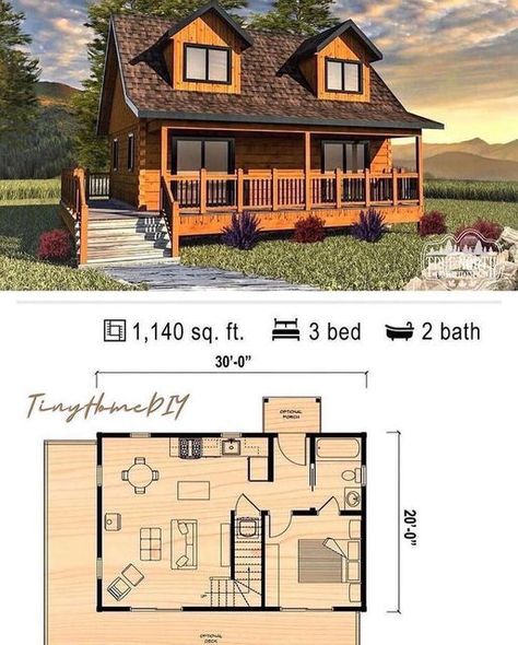 Tiny House 2 Bedroom, Blueprint Construction, Cheap Tiny House, Shed Tiny Home, Rustic Tiny House, Modern Log Cabins, Chalet Design, Building Costs, Cheap Houses