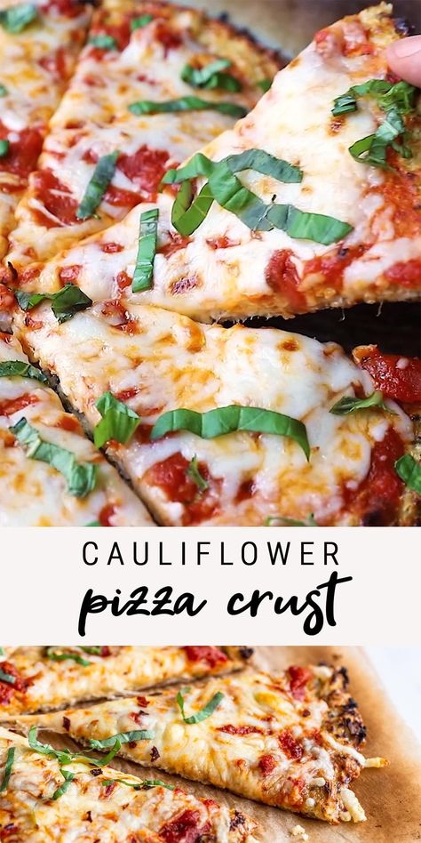 Easy Cauliflower Pizza Crust, Cauliflower Pizza Crust, Healthy Pizza Recipes, Plats Healthy, Easy Cauliflower, Cauliflower Crust Pizza, Healthy Pizza, Cauliflower Pizza, Makanan Diet