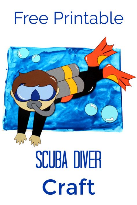 Printable Boy Scuba Diver Craft #ScubaCraft #UnderTheSea #ScubaDiver #ScubaDiving #FreePrintable #PrintableCraft Scuba Diving Crafts For Kids, Scuba Diver Craft Preschool, Scuba Crafts Preschool, Group Vbs 2024 Scuba, Scuba Vbs 2024 Crafts, Scuba Diver Craft, Scuba Vbs, Scuba Diving Tank, Diver Art