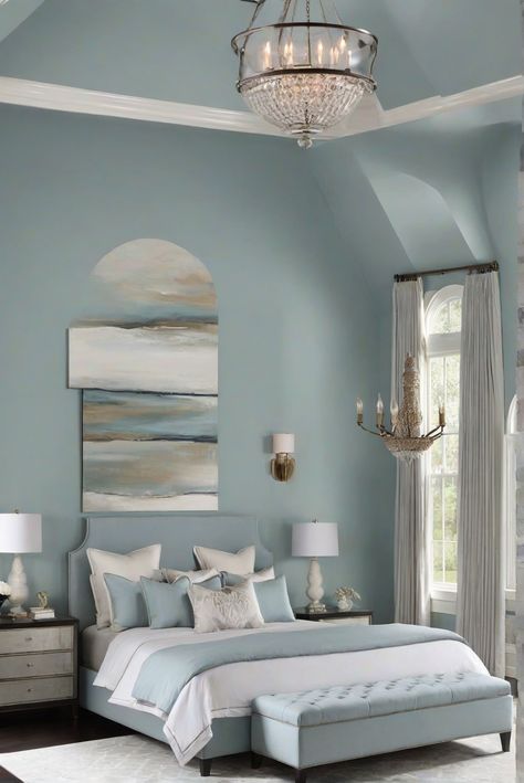 Discover how Tidewater (SW 6477) paint can bring coastal elegance to your bedroom, creating a serene and refreshing space in your home. Dive into our daily interior designer routine with décor tips! #Ad #homedecor #homedesign #wallpaints2024 #Painthome #interiorarchitecture Wall Colors Green Living Room Colors Bright Living Room Colors Apartment Renovation Living room Remodeling Modern Paint Colors 2024 Teal Green Bedroom Ideas, Beach Theme Bedroom Colors, Teal Wall Bedroom, Colorful Living Room Bright, Renovation Living Room, Paint Colors 2024, Good Living Room Colors, Wall Color Schemes, Neutral Wall Colors