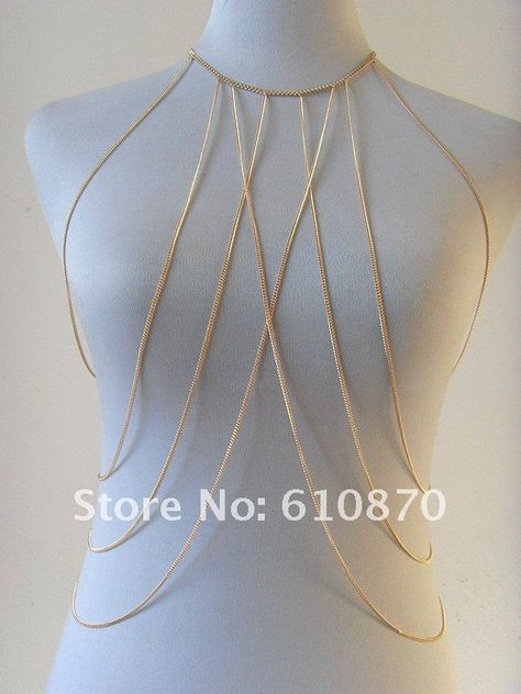 Hot Selling Unique Design Trendy Women Gold Silver Body Chain Jewelry Fashion Long Sweater Full Necklace Harness-in Chain Necklaces from Jew... Gold Body Chain Jewelry, Jóias Body Chains, Body Chain Harness, Body Necklace, Gold Body Chain, Horn Pendant Necklace, Body Chains, Swarovski Necklace, Discount Jewelry