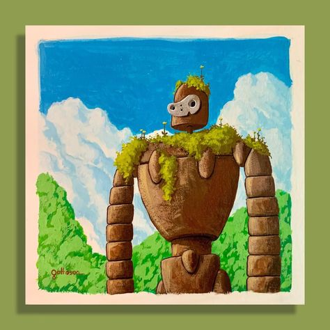 Castle in the Sky Robot Original Gouache Painting - Etsy Castle In The Sky Robot, Pottery Design, Castle In The Sky, Sky Painting, New Paris, Pottery Designs, Gouache Painting, The Sky, Tattoo Ideas