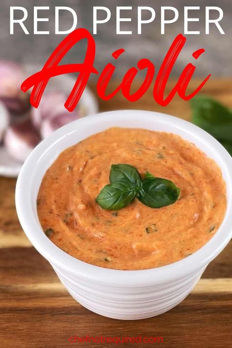 Red Pepper Aioli, Red Pepper Aioli Recipe, Pepper Sauce Recipe, Aioli Sauce, Roasted Red Pepper Sauce, Zesty Sauce, Stuffed Pepper Dip, Aioli Recipe, Red Pepper Sauce