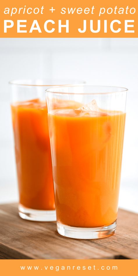 Sweet Potatoes And Carrots, Reset Recipes, Sweet Potato Juice, Cold Pressed Juice Recipes, Carrot Juice Recipe, Sweet Potato Benefits, Fresh Turmeric Root, Vegan Smoothie Recipes, Potato Juice