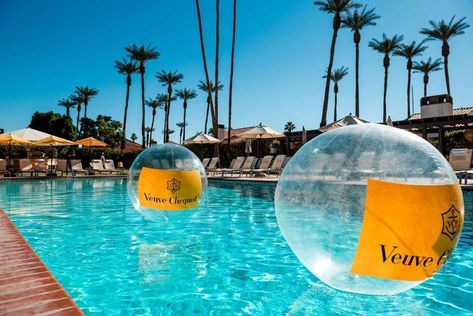 Hidden Swimming Pools, Champagne Decor, Pool Events, Pool Party Adults, Veuve Cliquot, California Resorts, Corporate Event Design, Champagne Bar, Experiential Marketing