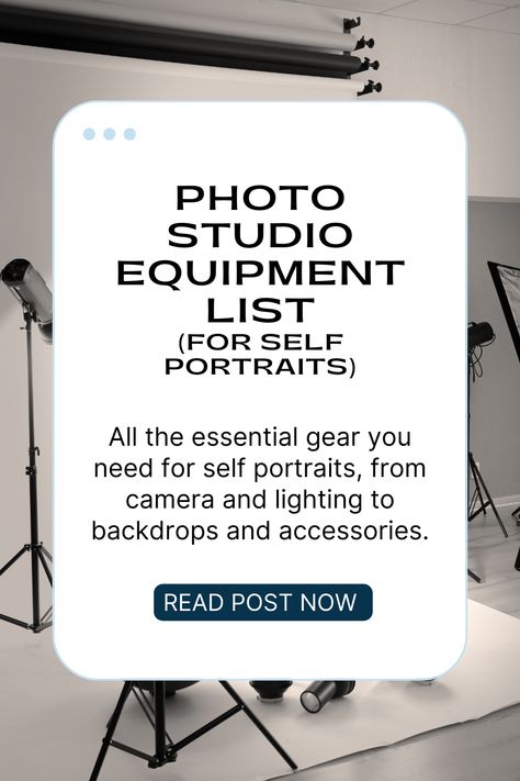 Would you love to expand your photography gear selection with the best camera, lighting options and accessories for self portrait photography? Then read my new blog post where I share the ultimate kit list for self portrait photographers. Tap image to read it now! #selfportraitphotography #photography #photostudio #photographygear Photography Studio Equipment, Art Self Portraits, Studying Photography, Photography Self Portrait, Photo Studio Equipment, Self Portrait Artists, Bw Art, Portrait Artists, Photography Advice