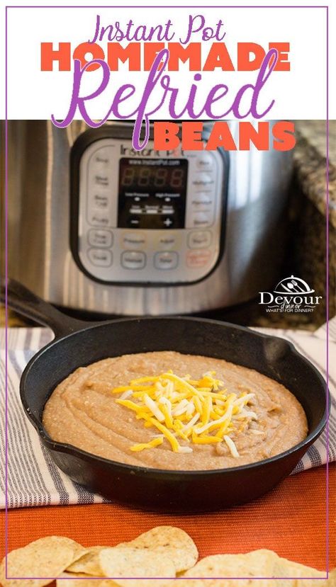 Instant Pot Refried Beans Recipe, Instant Pot Refried Beans, Mexican Cookbook, Make Refried Beans, Homemade Refried Beans, Refried Beans Recipe, Instant Pot Recipe, Ww Freestyle, Pressure Pot