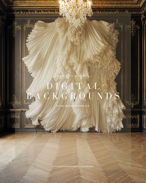 ✨Baroque Silk Collection: featuring exquisite digital backgrounds of silk chiffon draped in lavish baroque settings. ✨These backdrops are perfect for wedding photography, fashion editorials, and sophisticated maternity visuals, offering a luxurious canvas for digital composites. The rich textures and dramatic folds create an atmosphere of decadence ideal for artists seeking to add a touch of elegance to their projects. 🛍️Shop at the link in bio.🥰 2024 Inspiration, Bridal Shops, Under The Dome, Ballet Art, Digital Backgrounds, Photography Fashion, Bridal Shop, Rich Textures, Silk Chiffon