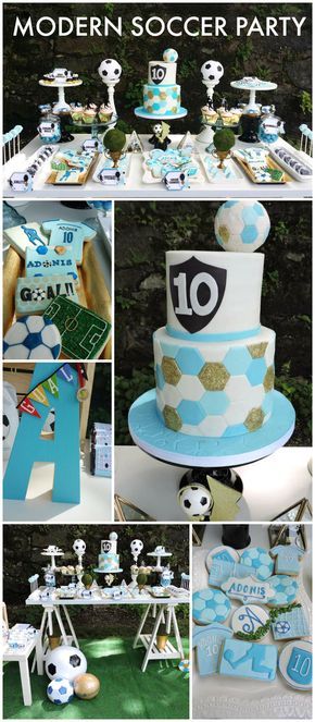 Love this clean and modern soccer birthday party! See more party ideas at CatchMyParty.com! Boys Soccer Party, Soccer Party Ideas, Birthday Cake Boys, Soccer Baby Showers, Cocomelon Characters, Soccer Theme Parties, Soccer Birthday Party, Soccer Cake, Soccer Birthday Parties