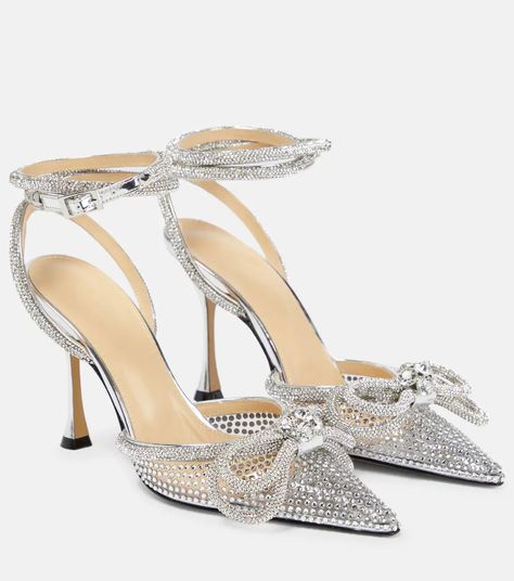 Mytheresa Shoes, High Hills, Platform Shoes Sandals, Jeweled Shoes, Bow Pumps, Silver Pumps, Double Bow, Rhinestone Sandals, Bow Heels