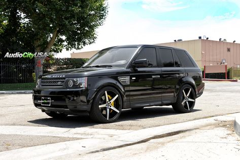 2011 Range Rover HSE Sport Supercharged | 22" Lexani R Four black machine | AudioCityUsa | Luxury4Play.com 2011 Range Rover Sport, 2011 Range Rover, Pirelli Tires, Range Rover Hse, Truck Wheels, Range Rover Sport, Wheels And Tires, Range Rover, Tires