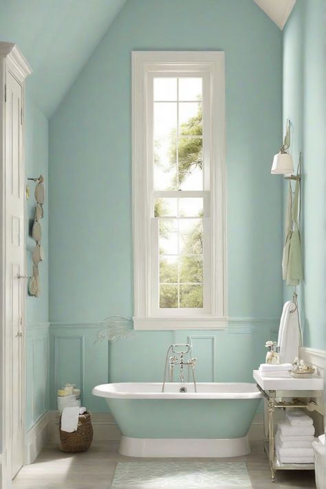 bathroom remodeling, bathroom decor, bathroom interior design, bathroom renovation Bathroom Wall Paint, Bathroom 2024, Sage Green Kitchen, Green Kitchen Cabinets, Bathroom Walls, Green Cabinets, Relaxing Bath, Painting Bathroom, Neutral Decor