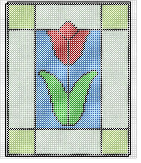 STAINED GLASS TULIP Making Coasters, Easter Patterns, Tulip Pattern, How To Make Coasters, Stitch Flowers, Canvas Wall Hanging, Cross Stitch Needles, Cross Stitch Pictures, Bunny Rabbits