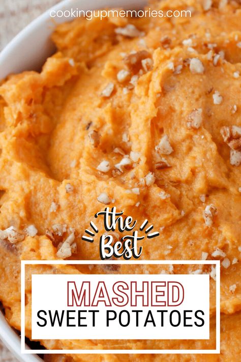 Mashed Sweet Potatoes are made in one pot with just 7 ingredients including cinnamon, brown sugar, and pecans. Serve these at your next holiday dinner or pair with chicken, pork or beef for an easy weeknight dinner. You won't believe how easy they are to make! #sweetpotatoes #bestsweetpotatoes #sweetpotatoeswithpecan #thanksgivingside #fallsides Mash Sweet Potato Recipes, Mashed Sweet Potato Recipes, Cinnamon Brown, Easy Weeknight Dinner, Thanksgiving Sides, Mashed Sweet Potatoes, Easy Weeknight, Sweet Potato Recipes, Easy Weeknight Dinners