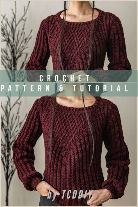 Modern Haken, Crochet Jumper, Crochet Sweater Pattern Free, Crochet Clothes For Women, Winter Ideas, Crochet Winter, Crochet Videos Tutorials, Tutorial Crochet, Youtube Instagram