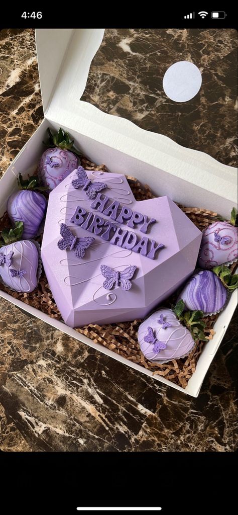 Purple Chocolate Strawberries, Happy Birthday Breakable Heart, Breakable Heart With Strawberries, Breakable Heart Ideas, Birthday Breakable Heart, Breakable Chocolate Heart Ideas, Strawberries Ideas, Breakable Hearts, Breakable Chocolate