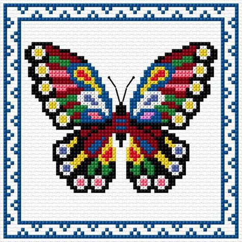 Butterfly Cross Stitch Pattern Free, Cross Stitch Calculator, Embroidery Flower Design, Butterfly Cross Stitch Pattern, Butterfly Cross Stitch, Pola Kristik, Cross Stitch Heart, Loom Bands, Cross Stitch Cards