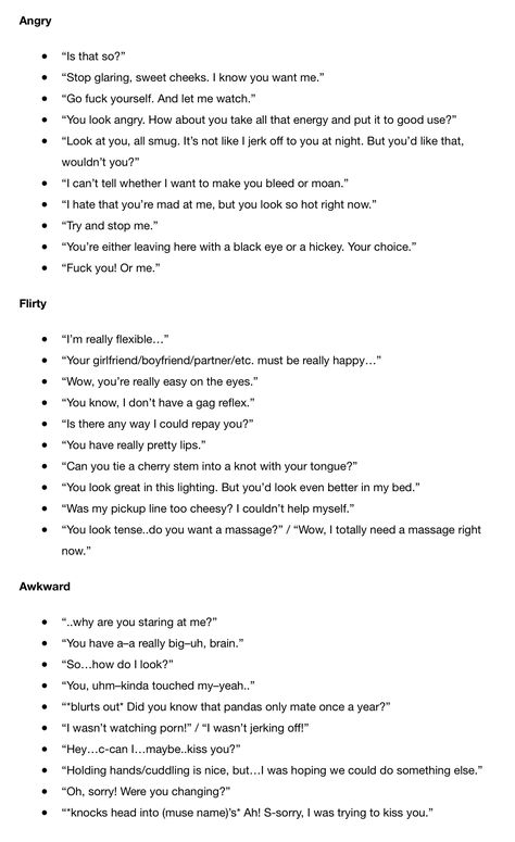 How To Write Flirty Characters, Writing Prompts Tension, Flustered Prompts, Argument Starters Writing, How To Write Tension, How To Write Characters Flirting, Writing Flirting, Reverse Harem Writing Prompts, How To Write Flashbacks