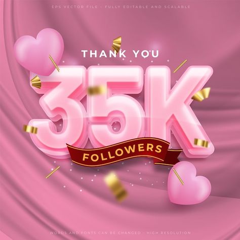 35k Followers, K Font, Vision Board Photos, Social Media Followers, Text Effects, Premium Vector, Beautiful Nature, Vision Board, Thank You