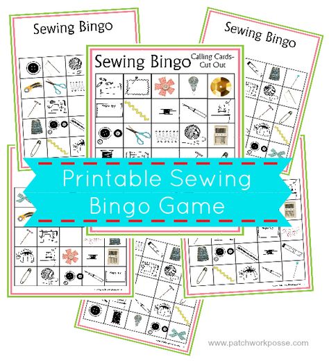 Sewing Bingo Printable Boards - Sewing Birthday Party, Board Game Printable, Quilt Guild Programs, Sewing Retreats, Quilter Gifts, Bingo Cards Printable, Quilt Retreat, Fabric Postcards, Bingo Board