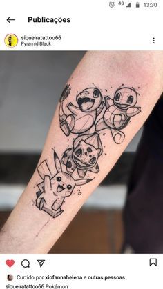 Tattoos Pokemon, Charmander Tattoo, Charizard Tattoo, Gengar Tattoo, Rabe Tattoo, Pikachu Tattoo, Nerdy Tattoos, Small Couple Tattoos, Cool Wrist Tattoos