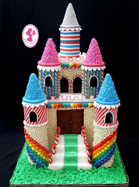 Magical Candy Castle by Seema Tyagi Candy Castle Cake, Gingerbread Castle Ideas, Welcome To Candyland, Magical Candy, Castle Cakes, Bolo Rapunzel, Gingerbread Castle, Candy Castle, Princess Castle Cake