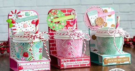 I always look forward to Christmas in July since I never seem to have enough time to make all the projects I'd like to at Christmas time. S... Coffee Cup Crafts, Treat Containers, Mini Coffee Cups, Mini Cups, Sprinkle Cupcakes, One Smart Cookie, Coffee Cup Holder, Treat Holders, Coffee Cards